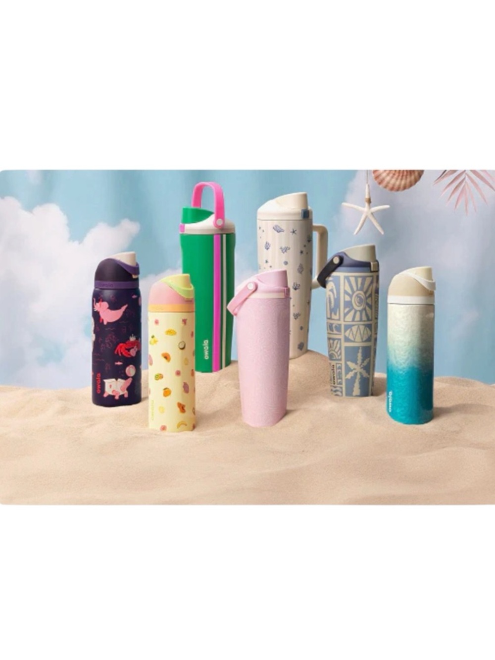 Owala FreeSip Insulated Water Bottle Vacation Mode Green Pink Stripe - 40 oz - Picture 6 of 6